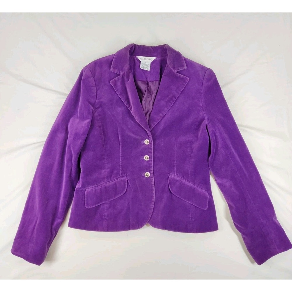 George Womens Purple Faux Velvet Jacket Size 10